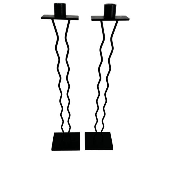 2 Postmodern Squiggle Metal Candle‎ Stick Holder Iron Bauhaus Home Decor - Picture 1 of 7